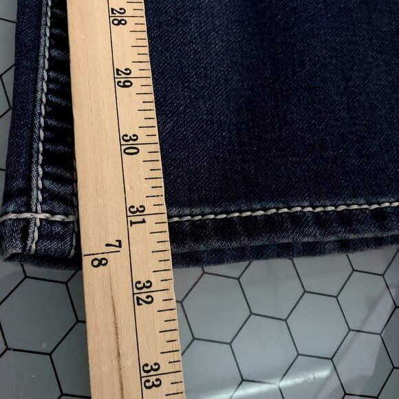 Seven7 Slimboot Jeans Womens 8 Distressed Whisker Front Thick Stitch Embroidered - Picture 6 of 13